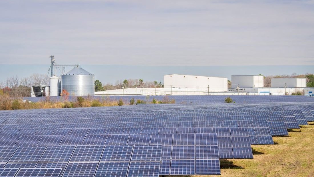 Industrial solar power plant installed near a factory in Raipur Chhattisgarh