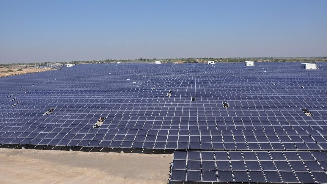 Solar power plant built by an EPC contractor in India with rows of photovoltaic modules
